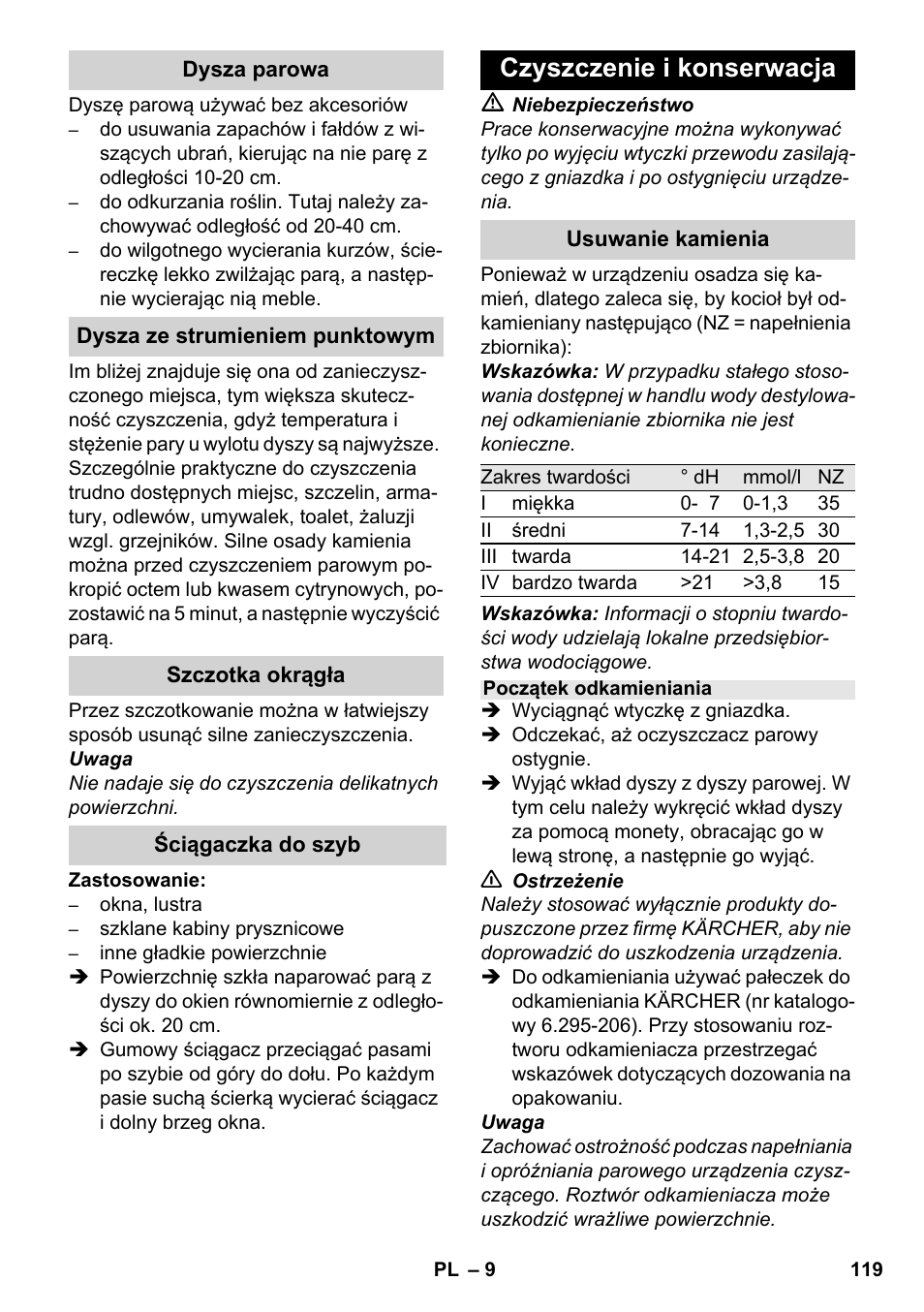 Czyszczenie i konserwacja | Karcher SC 952 User Manual | Page 119 / 198