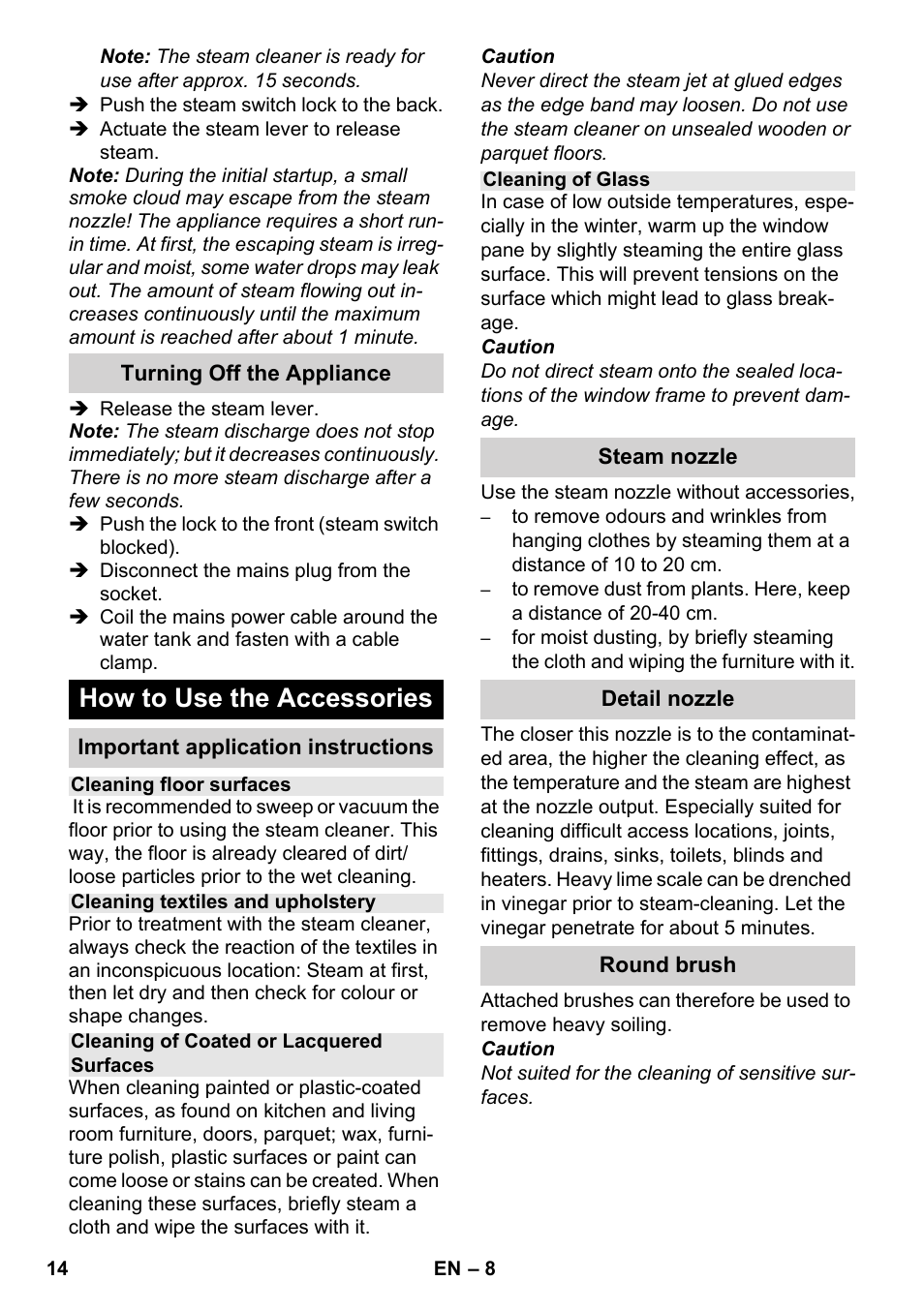 How to use the accessories | Karcher SC 952 User Manual | Page 14 / 198