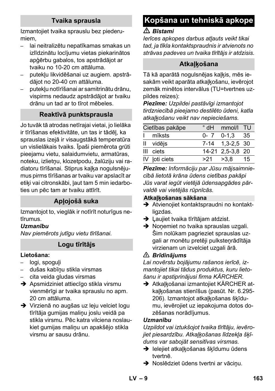 Kopšana un tehniskā apkope | Karcher SC 952 User Manual | Page 163 / 198