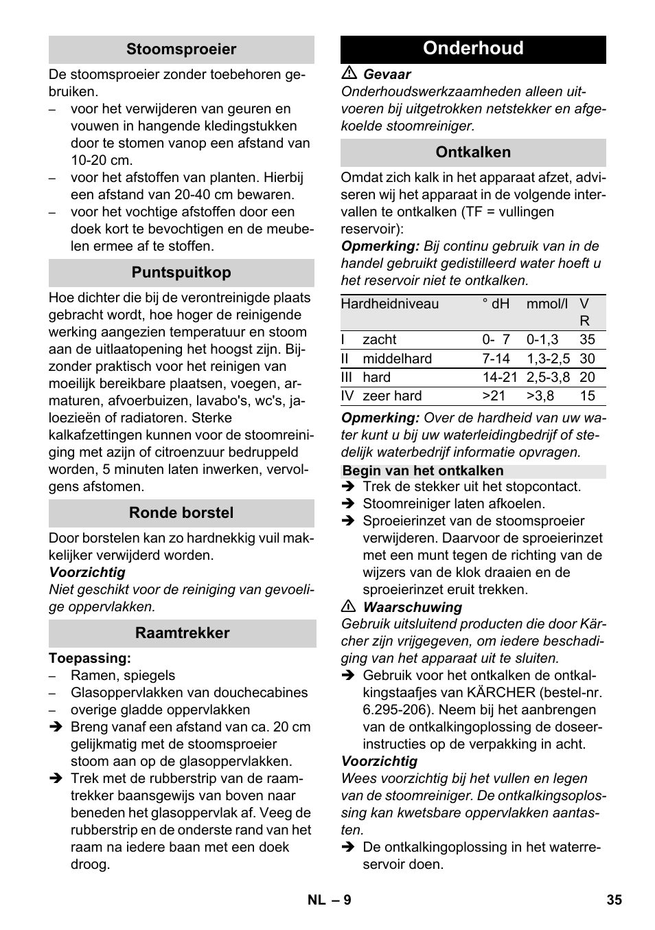 Onderhoud | Karcher SC 952 User Manual | Page 35 / 198