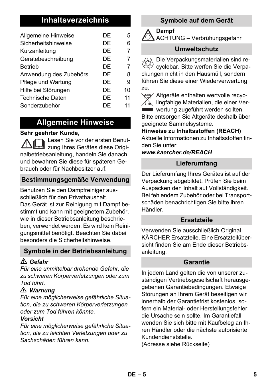 Karcher SC 952 User Manual | Page 5 / 198