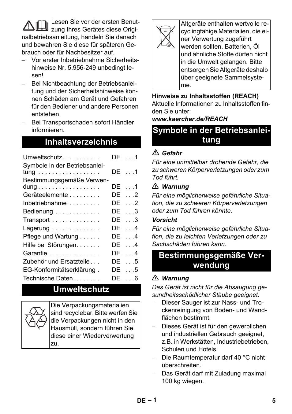 Karcher NT 70-3 User Manual | Page 5 / 176