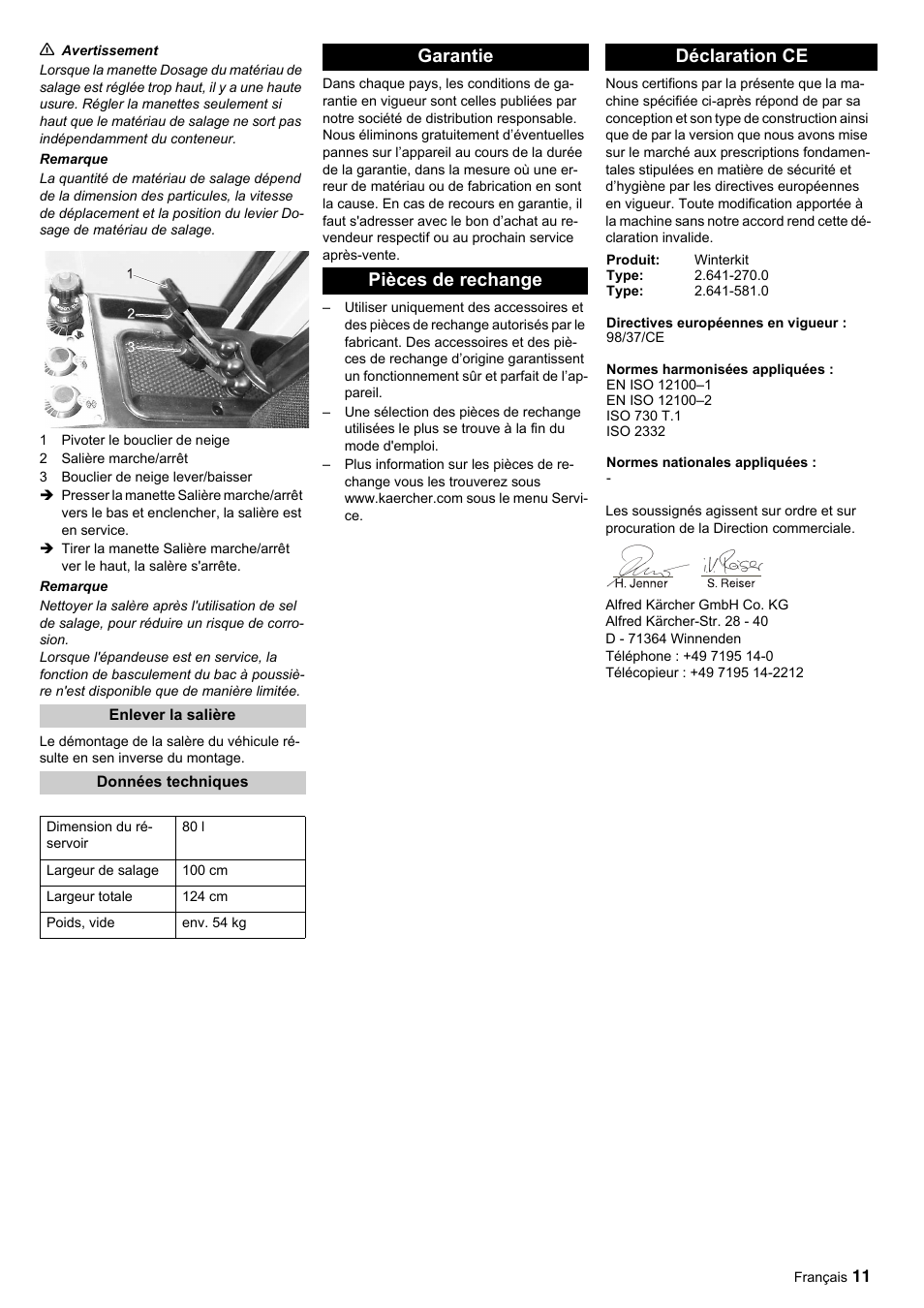 Garantie pièces de rechange déclaration ce | Karcher ICC 1 D Adv User Manual | Page 11 / 12