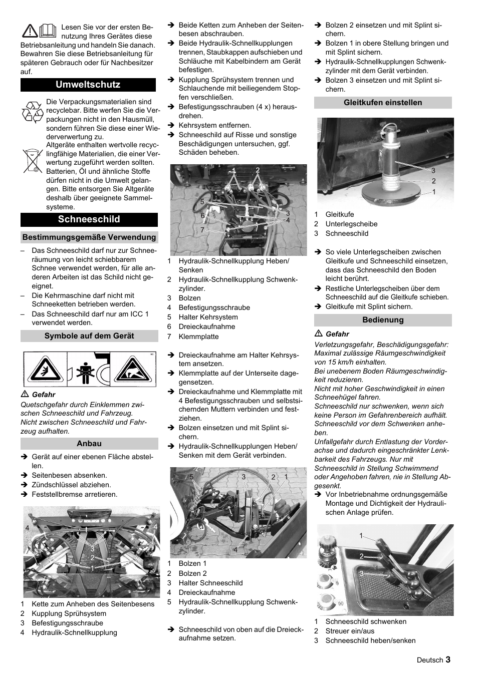 Umweltschutz, Schneeschild | Karcher ICC 1 D Adv User Manual | Page 3 / 12