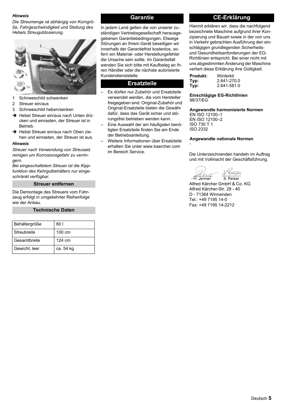 Garantie ersatzteile ce-erklärung | Karcher ICC 1 D Adv User Manual | Page 5 / 12