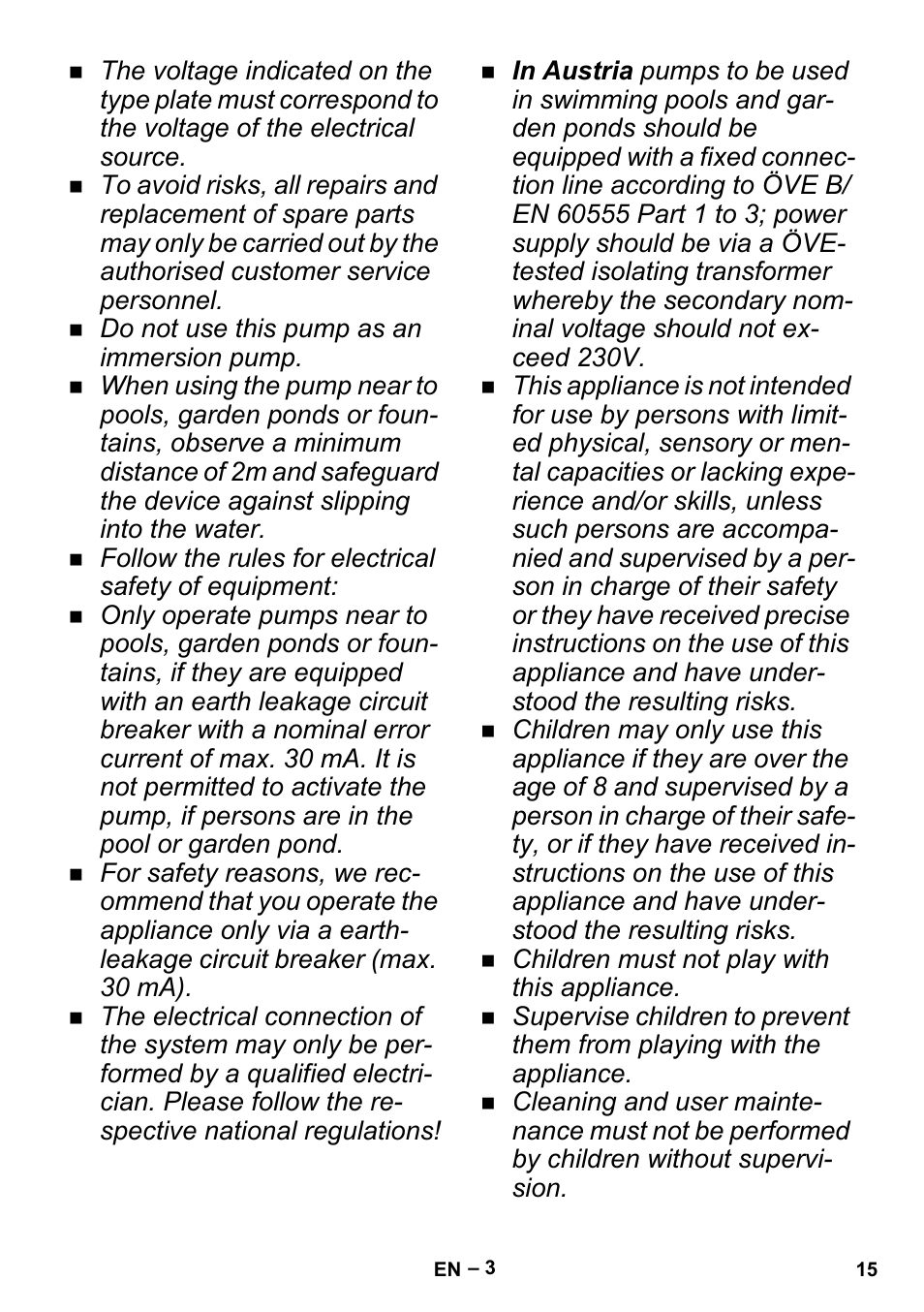 Karcher BP 1 Barrel Set User Manual | Page 15 / 74