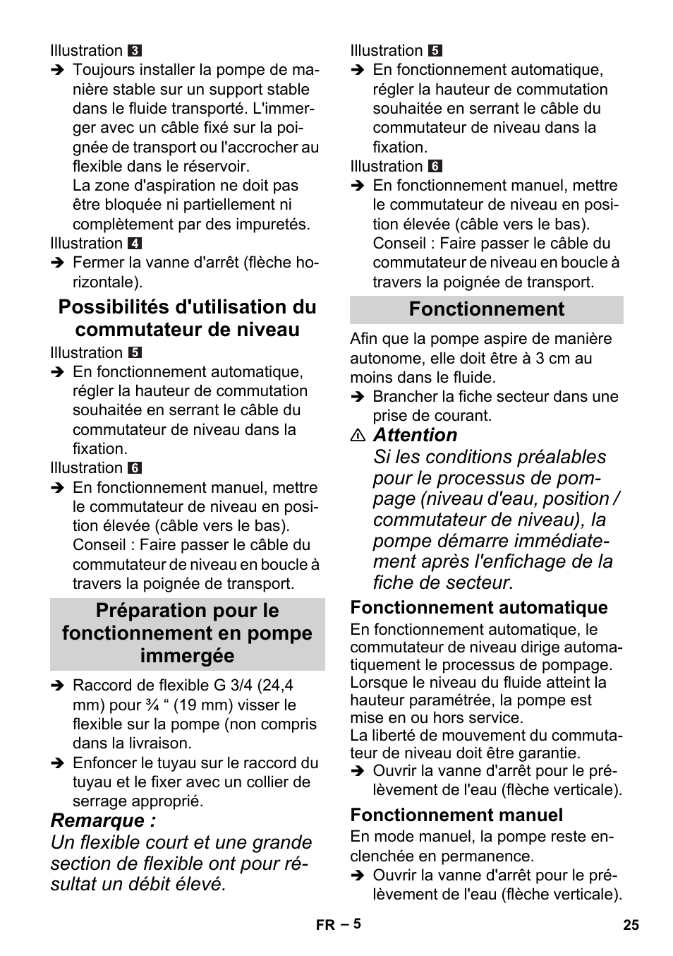 Fonctionnement, Fonctionnement automatique, Fonctionnement manuel | Karcher BP 1 Barrel Set User Manual | Page 25 / 74