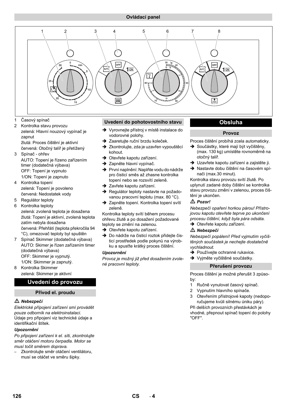 Uvedení do provozu, Obsluha | Karcher PC 60-130 T User Manual | Page 126 / 220