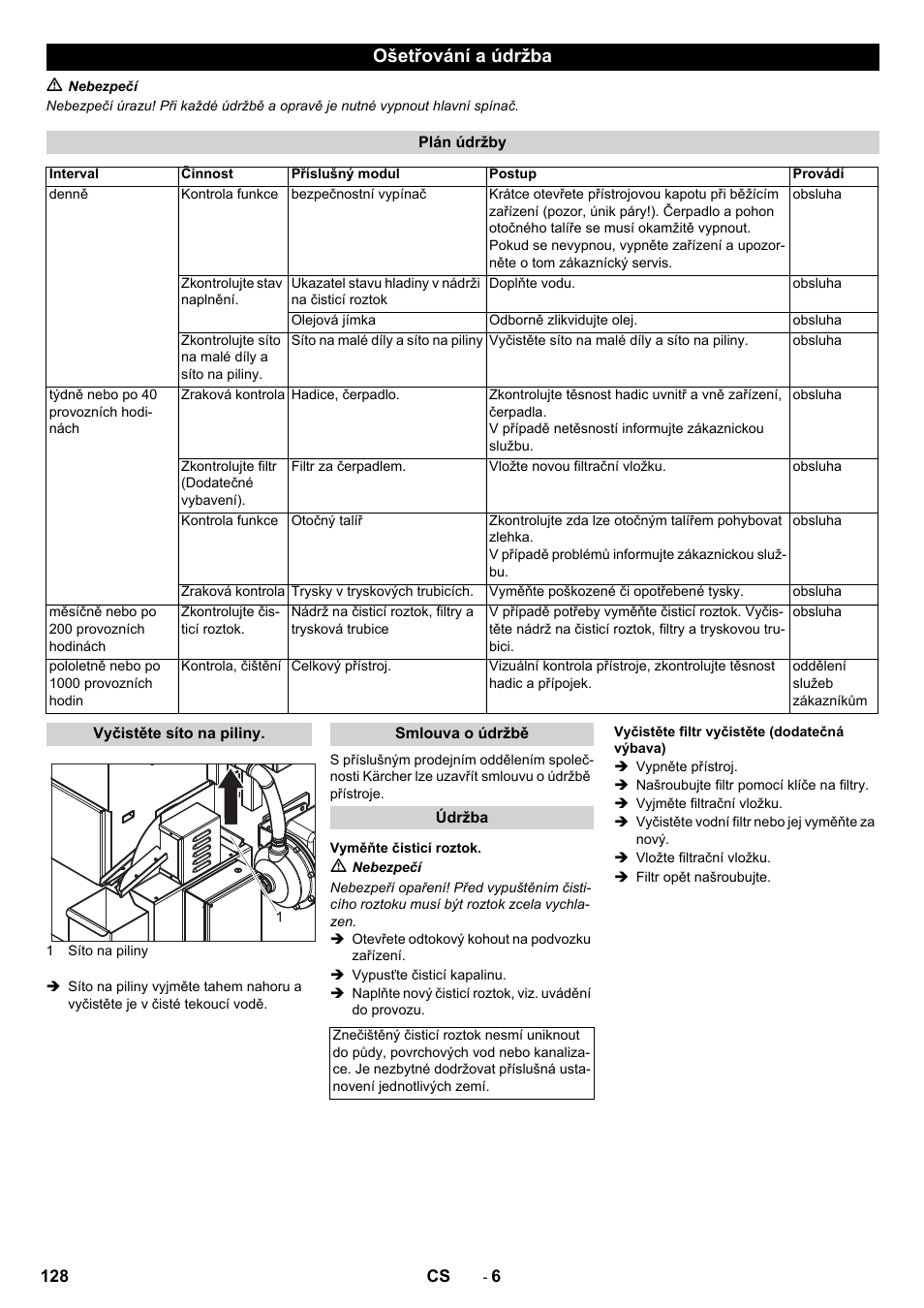 Ošetřování a údržba | Karcher PC 60-130 T User Manual | Page 128 / 220