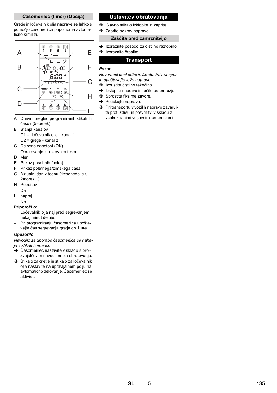 Ustavitev obratovanja, Transport | Karcher PC 60-130 T User Manual | Page 135 / 220