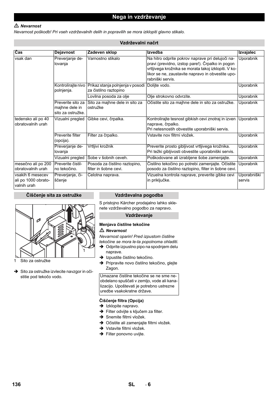 Nega in vzdrževanje | Karcher PC 60-130 T User Manual | Page 136 / 220