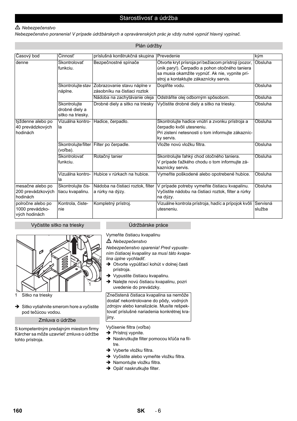 Starostlivosť a údržba | Karcher PC 60-130 T User Manual | Page 160 / 220