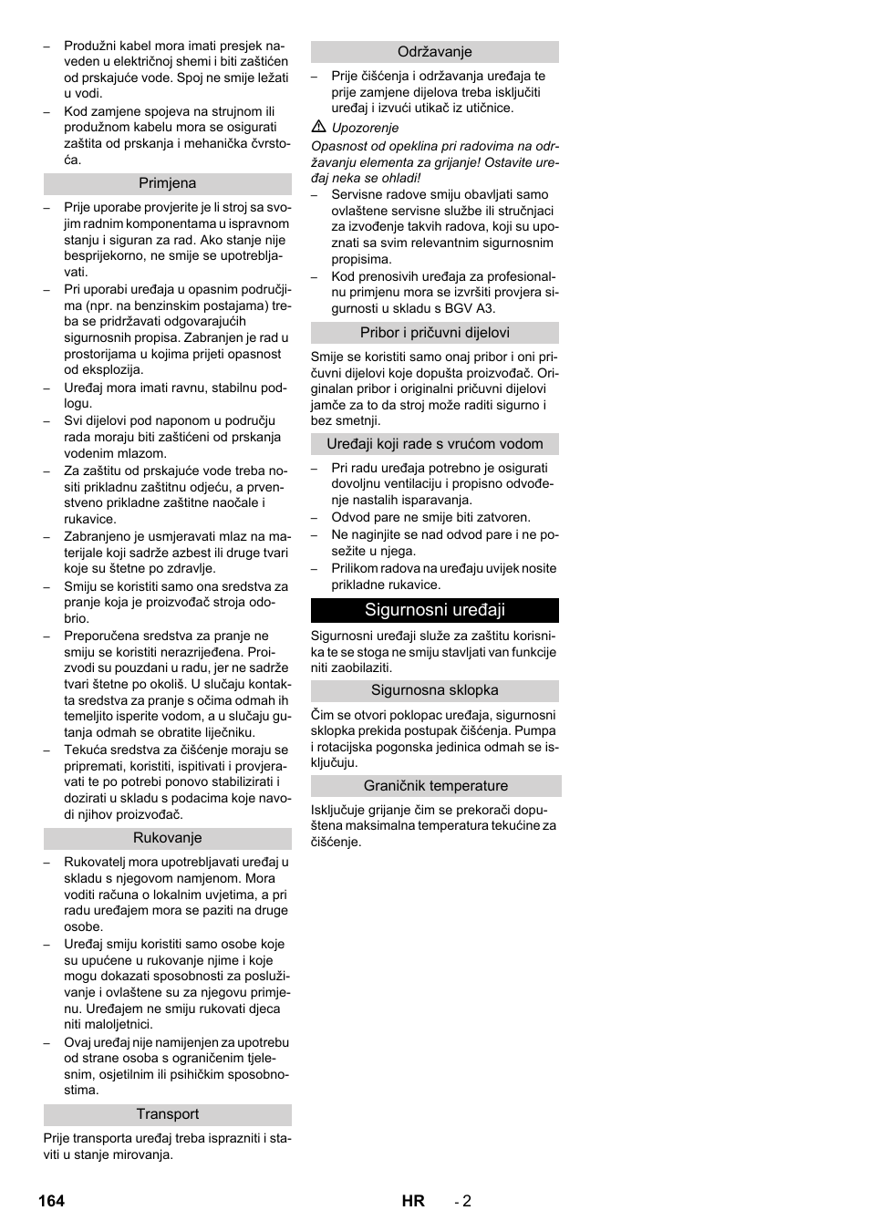 Sigurnosni uređaji | Karcher PC 60-130 T User Manual | Page 164 / 220