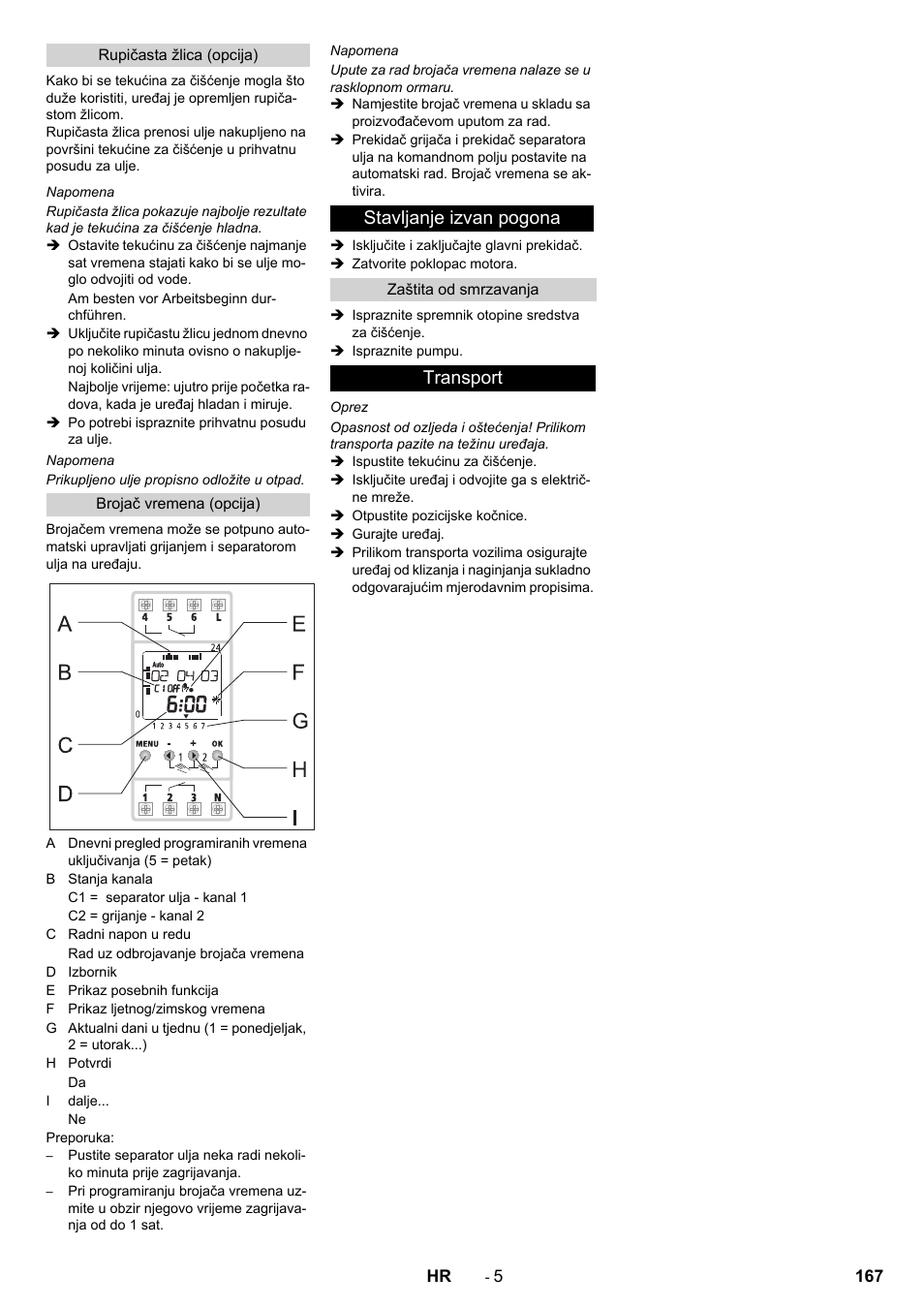 Stavljanje izvan pogona, Transport | Karcher PC 60-130 T User Manual | Page 167 / 220