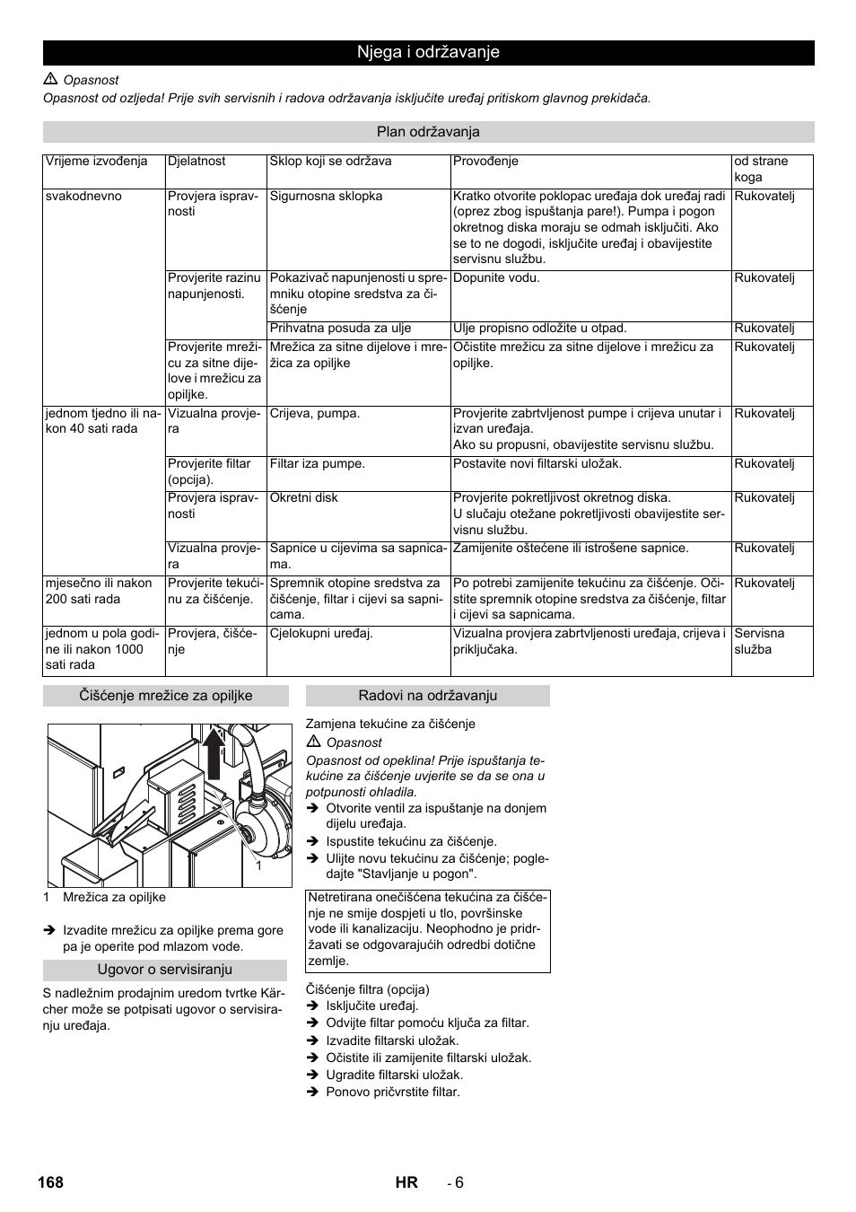 Njega i održavanje | Karcher PC 60-130 T User Manual | Page 168 / 220