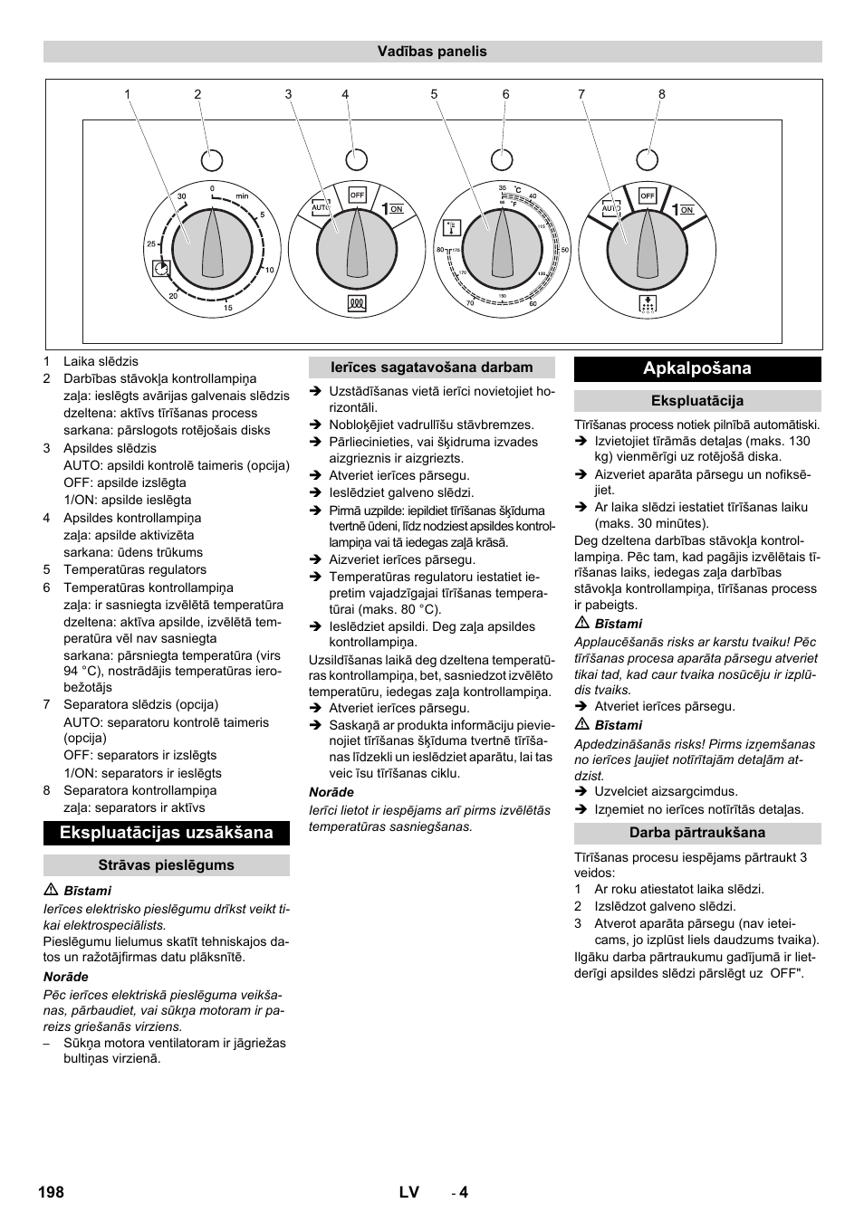 Ekspluatācijas uzsākšana, Apkalpošana | Karcher PC 60-130 T User Manual | Page 198 / 220