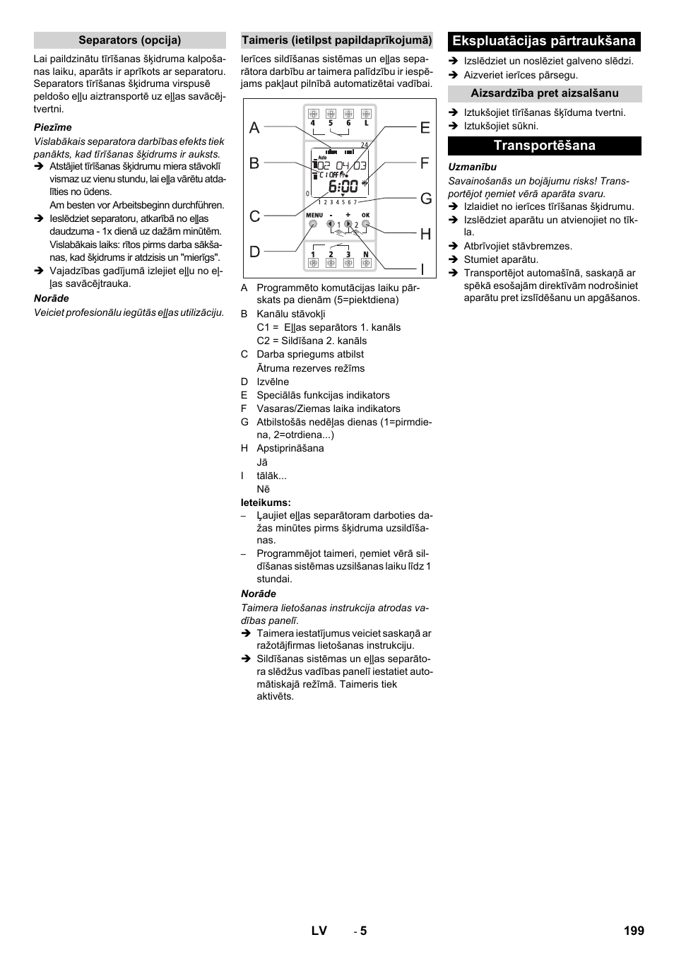 Ekspluatācijas pārtraukšana, Transportēšana | Karcher PC 60-130 T User Manual | Page 199 / 220