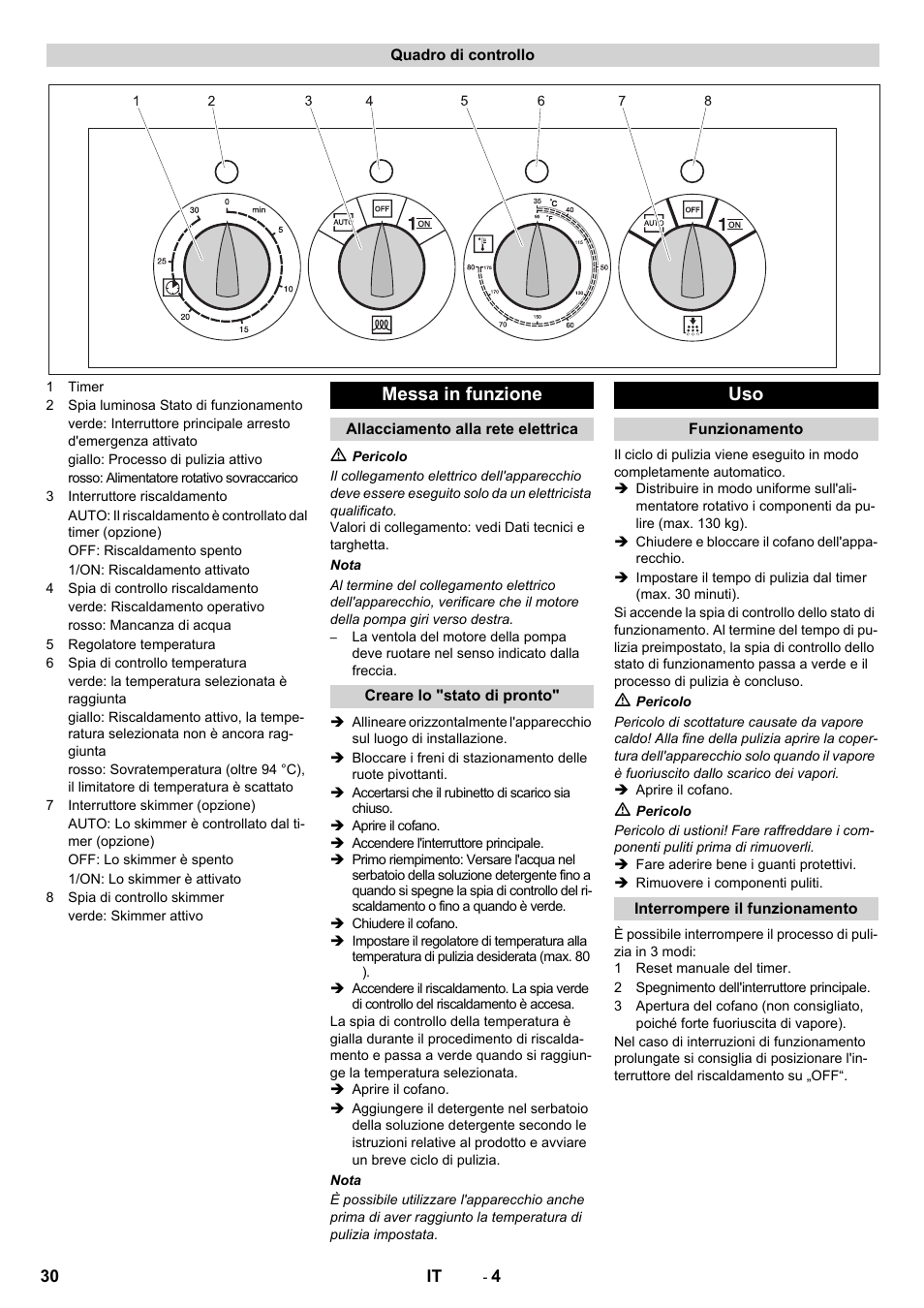 Messa in funzione | Karcher PC 60-130 T User Manual | Page 30 / 220