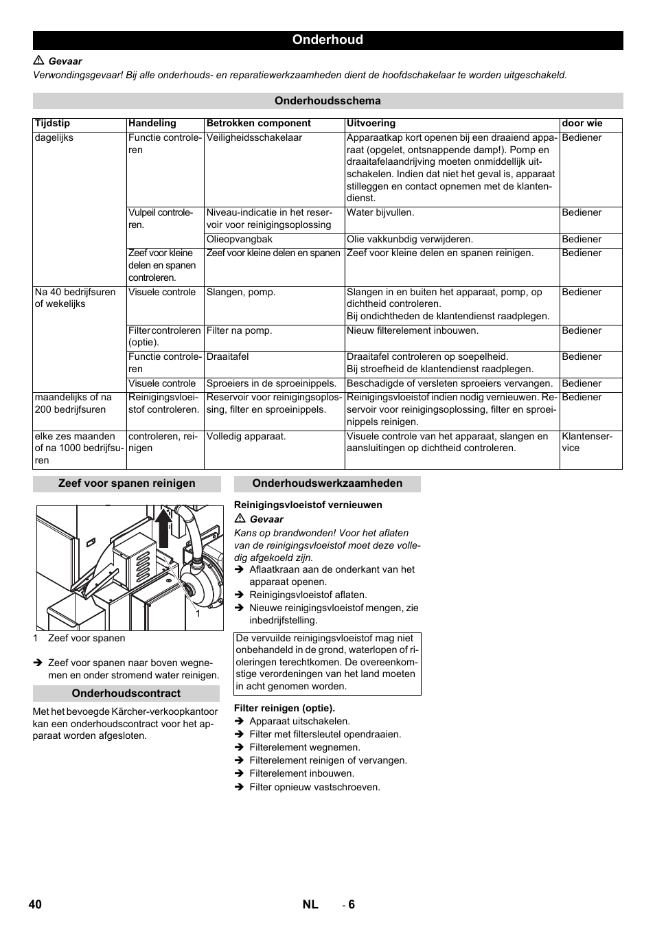 Onderhoud | Karcher PC 60-130 T User Manual | Page 40 / 220