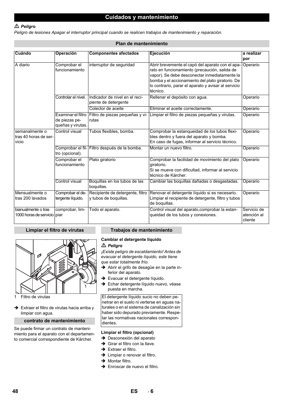 Cuidados y mantenimiento | Karcher PC 60-130 T User Manual | Page 48 / 220