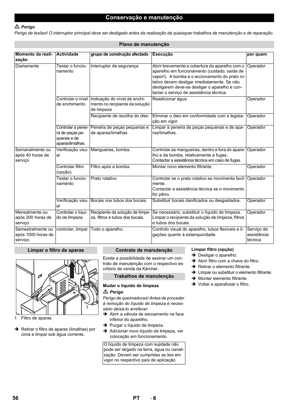 Conservação e manutenção | Karcher PC 60-130 T User Manual | Page 56 / 220