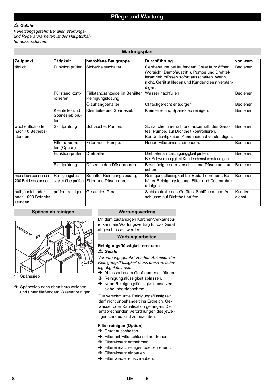 Pflege und wartung | Karcher PC 60-130 T User Manual | Page 8 / 220