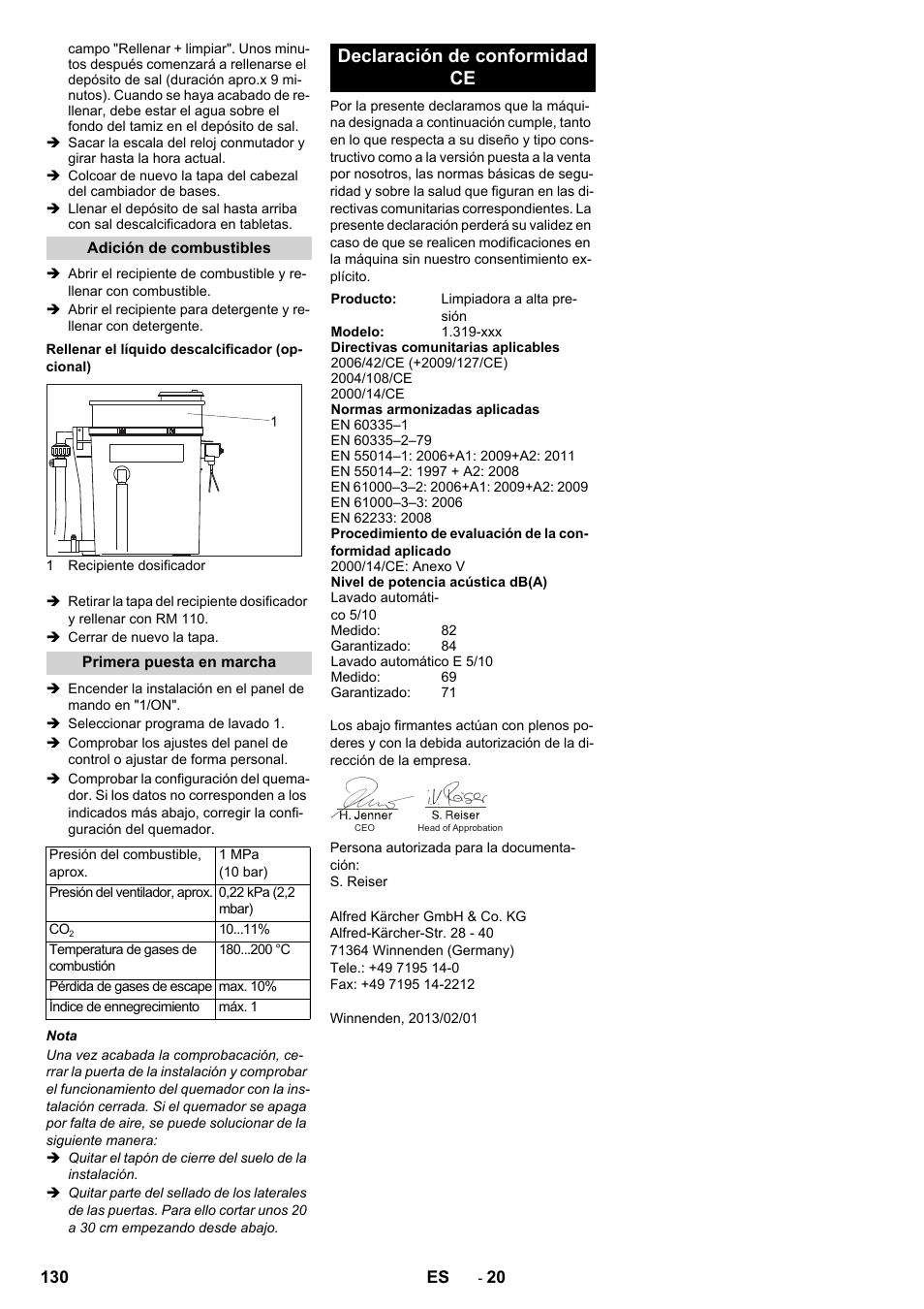 Declaración de conformidad ce | Karcher SB-WASH 50-10 User Manual | Page 130 / 542