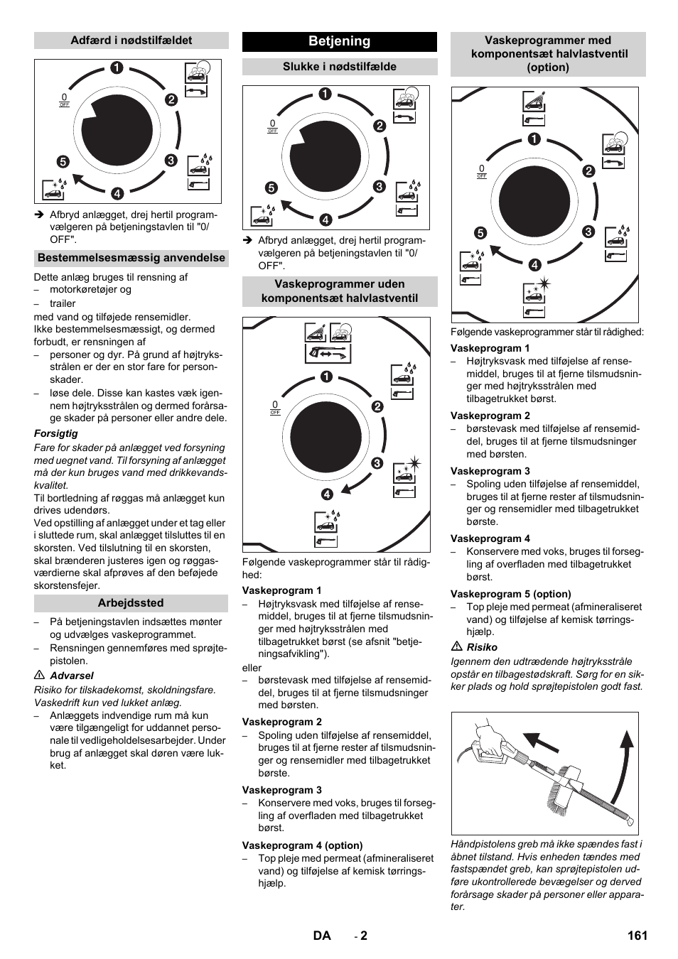 Betjening | Karcher SB-WASH 50-10 User Manual | Page 161 / 542