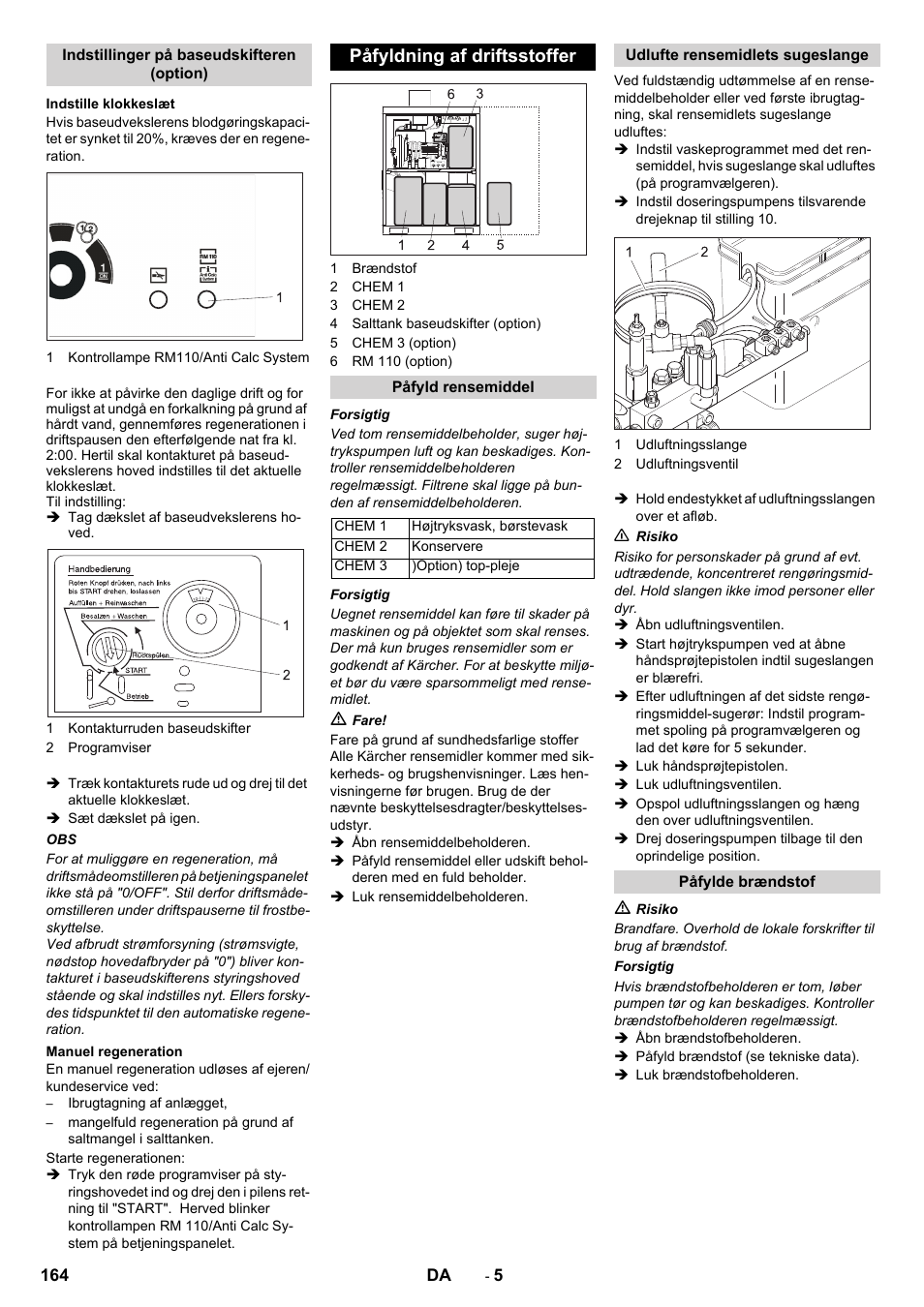 Påfyldning af driftsstoffer | Karcher SB-WASH 50-10 User Manual | Page 164 / 542