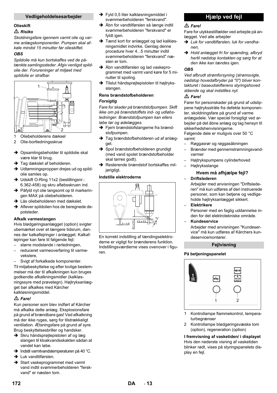 Hjælp ved fejl | Karcher SB-WASH 50-10 User Manual | Page 172 / 542