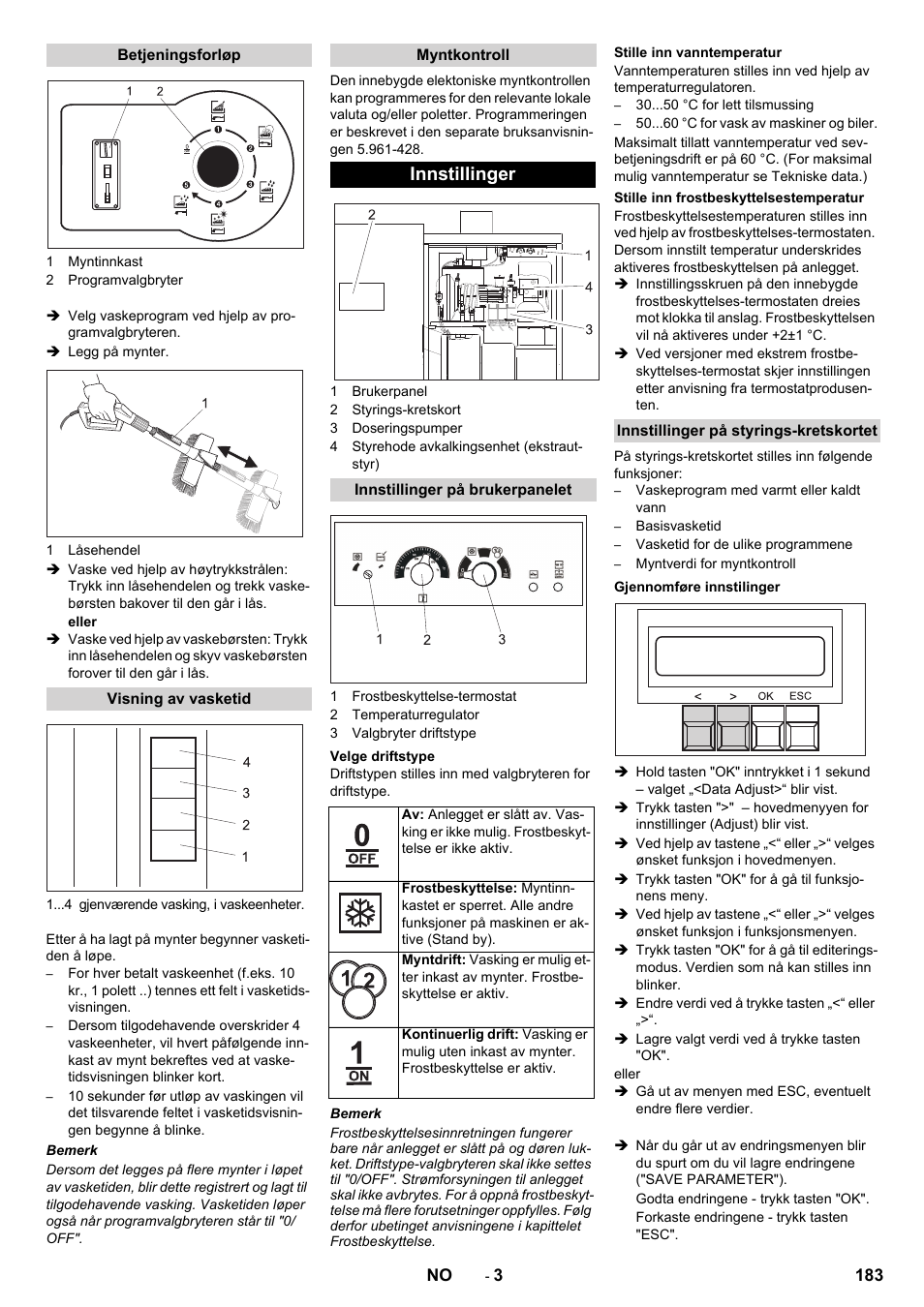 Innstillinger | Karcher SB-WASH 50-10 User Manual | Page 183 / 542