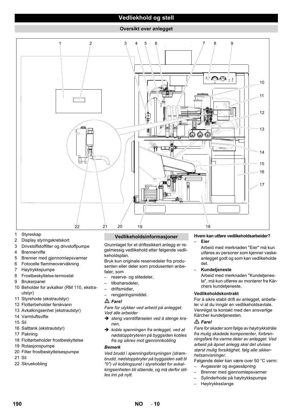 Vedliekhold og stell | Karcher SB-WASH 50-10 User Manual | Page 190 / 542