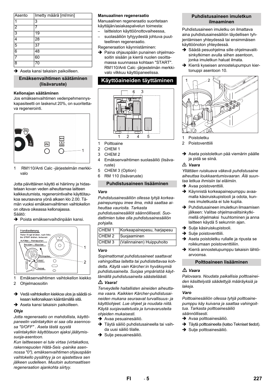 Käyttöaineiden täyttäminen | Karcher SB-WASH 50-10 User Manual | Page 227 / 542