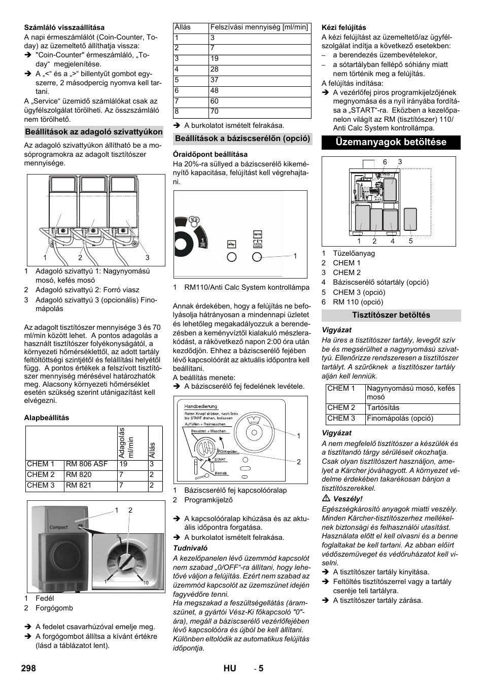 Üzemanyagok betöltése | Karcher SB-WASH 50-10 User Manual | Page 298 / 542