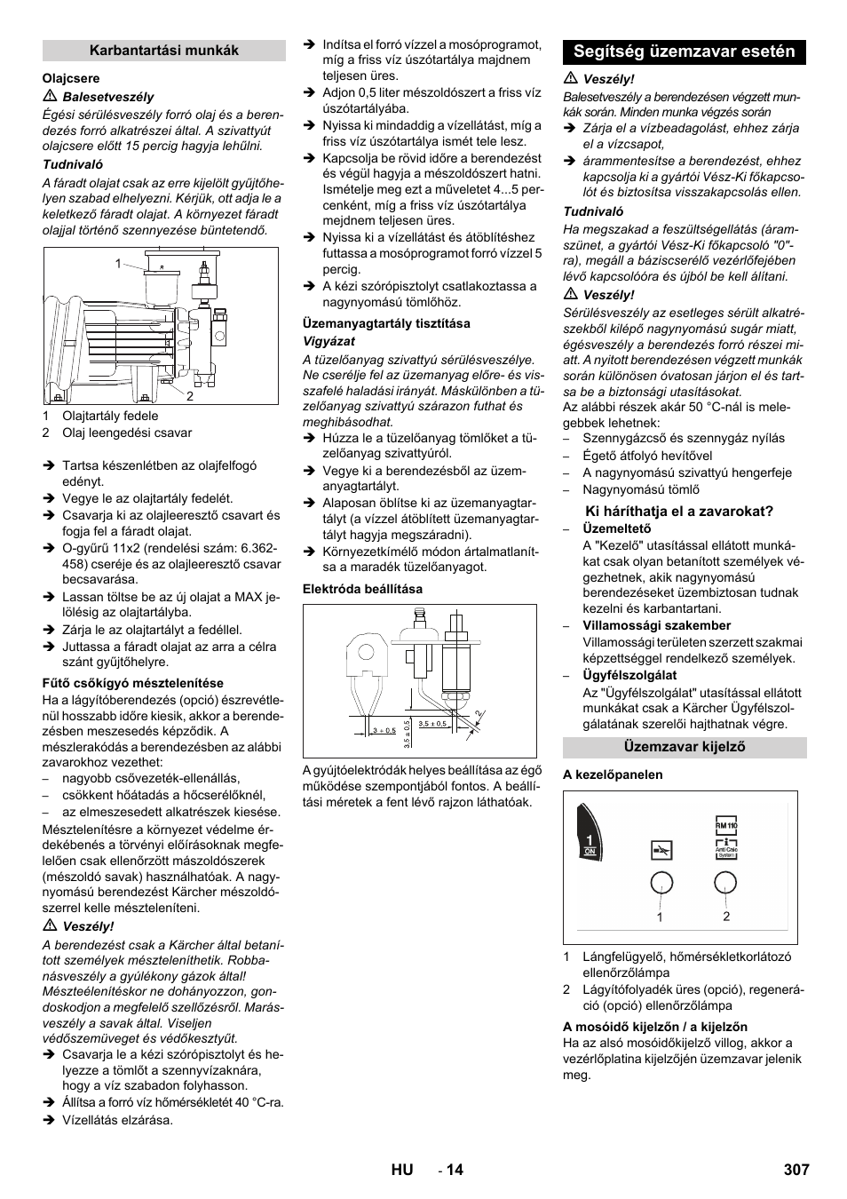 Segítség üzemzavar esetén | Karcher SB-WASH 50-10 User Manual | Page 307 / 542