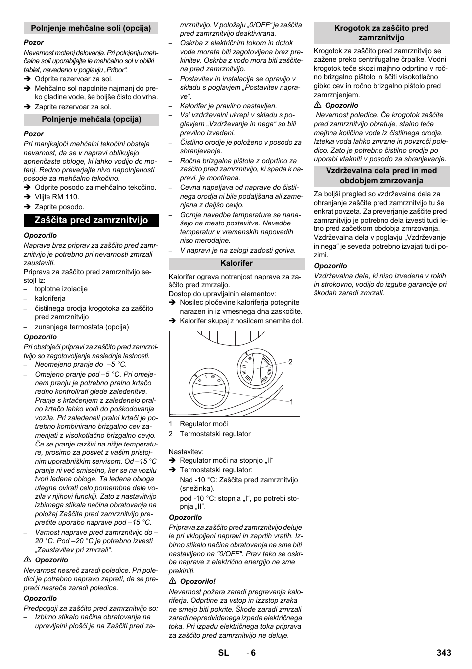 Zaščita pred zamrznitvijo | Karcher SB-WASH 50-10 User Manual | Page 343 / 542