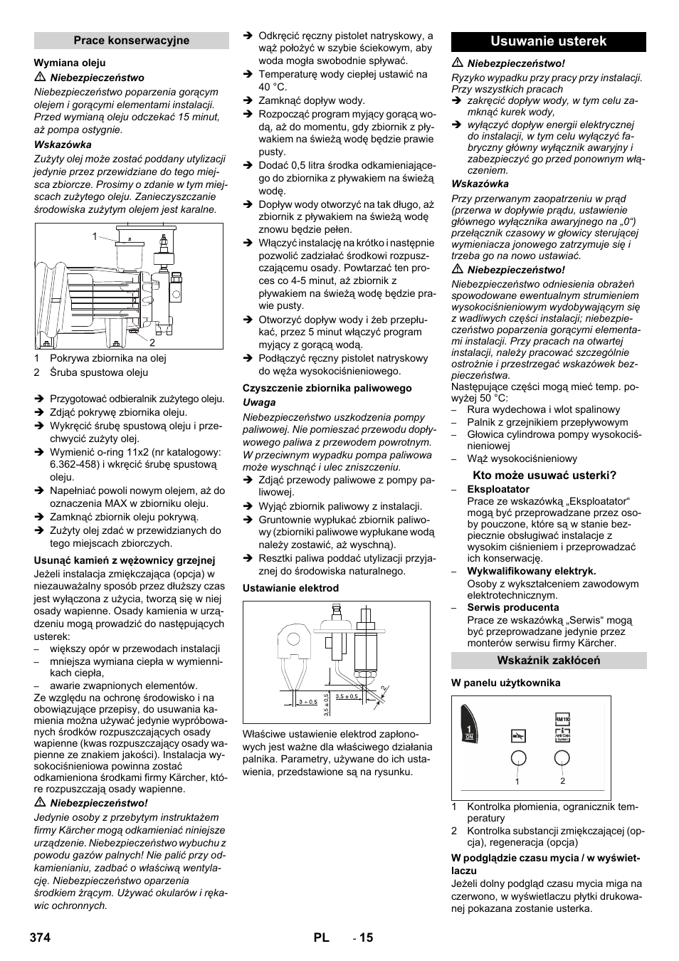 Usuwanie usterek | Karcher SB-WASH 50-10 User Manual | Page 374 / 542