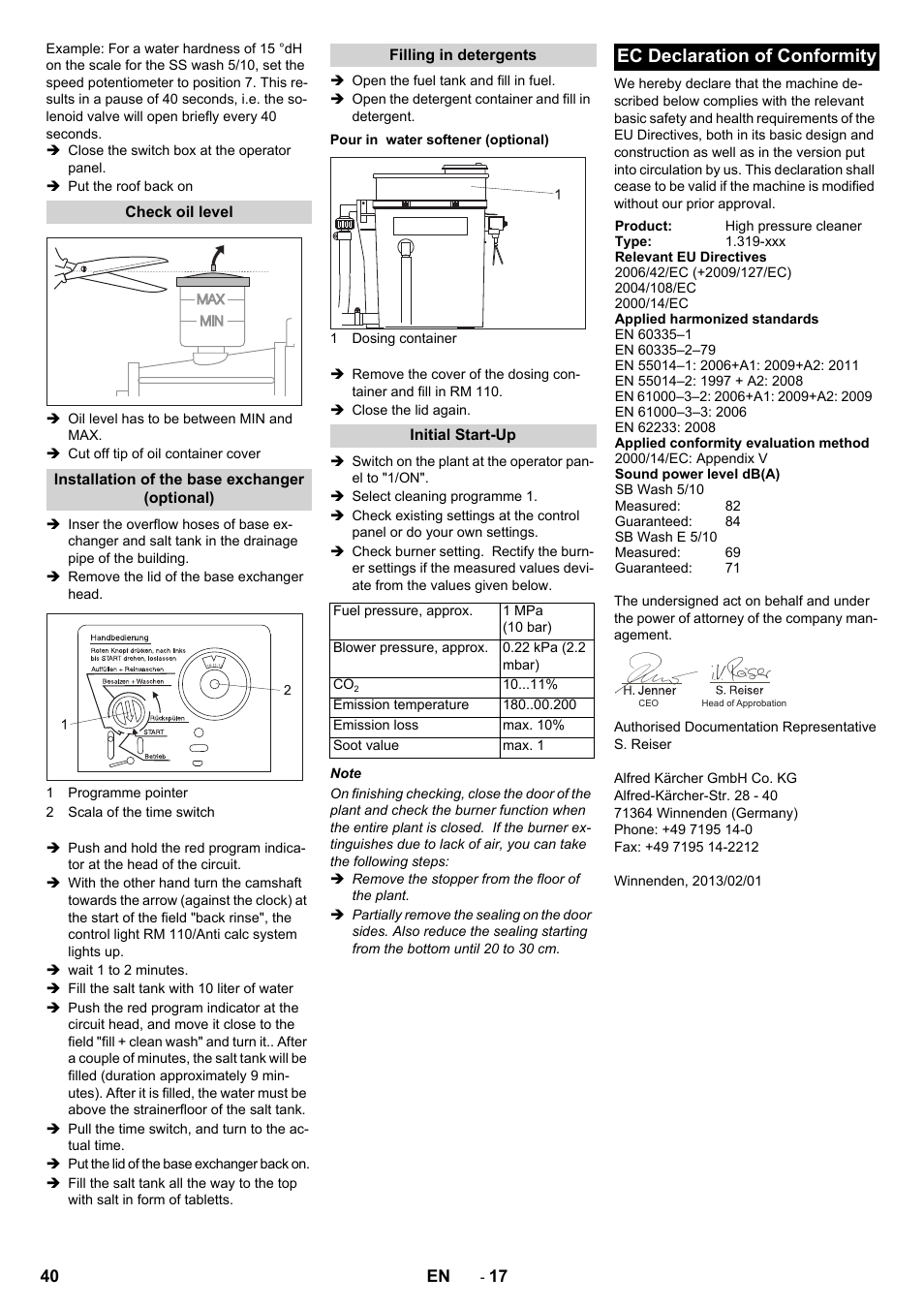 Ec declaration of conformity | Karcher SB-WASH 50-10 User Manual | Page 40 / 542