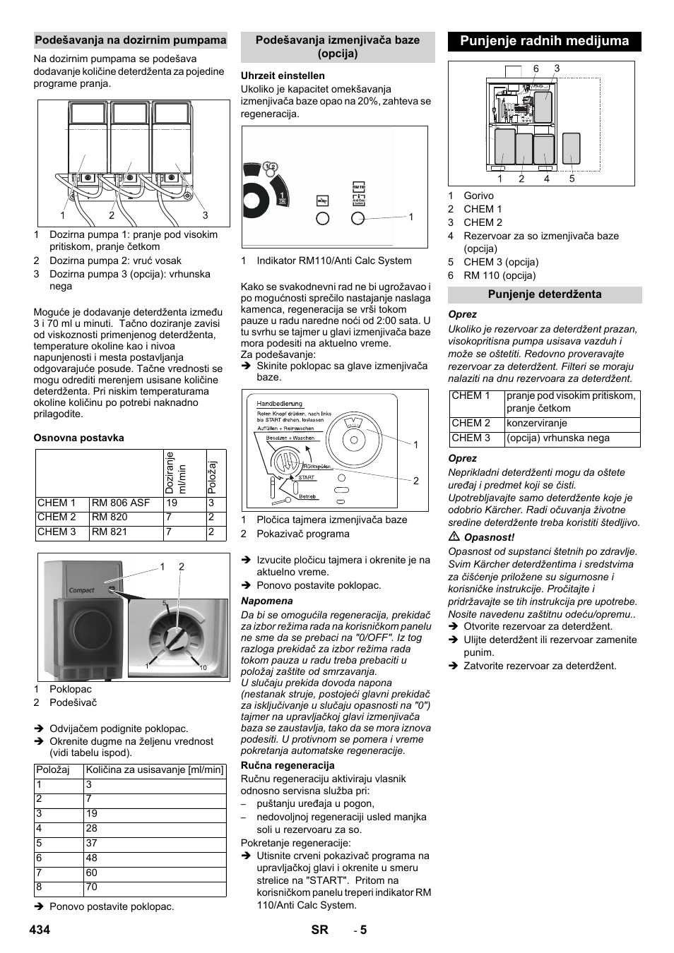 Punjenje radnih medijuma | Karcher SB-WASH 50-10 User Manual | Page 434 / 542