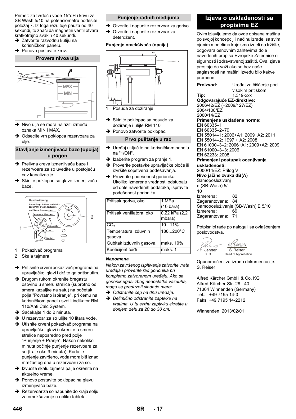 Izjava o usklađenosti sa propisima ez | Karcher SB-WASH 50-10 User Manual | Page 446 / 542