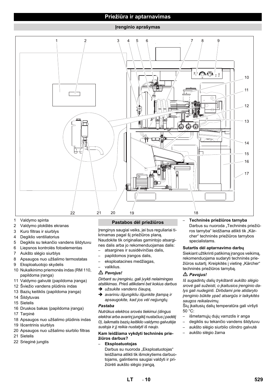 Priežiūra ir aptarnavimas | Karcher SB-WASH 50-10 User Manual | Page 529 / 542