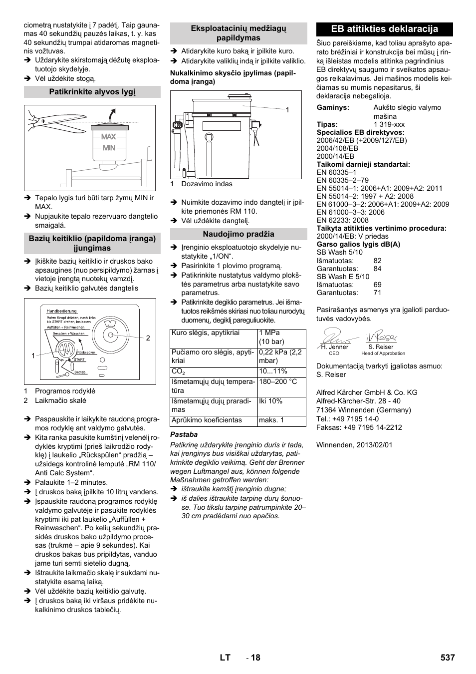 Eb atitikties deklaracija | Karcher SB-WASH 50-10 User Manual | Page 537 / 542