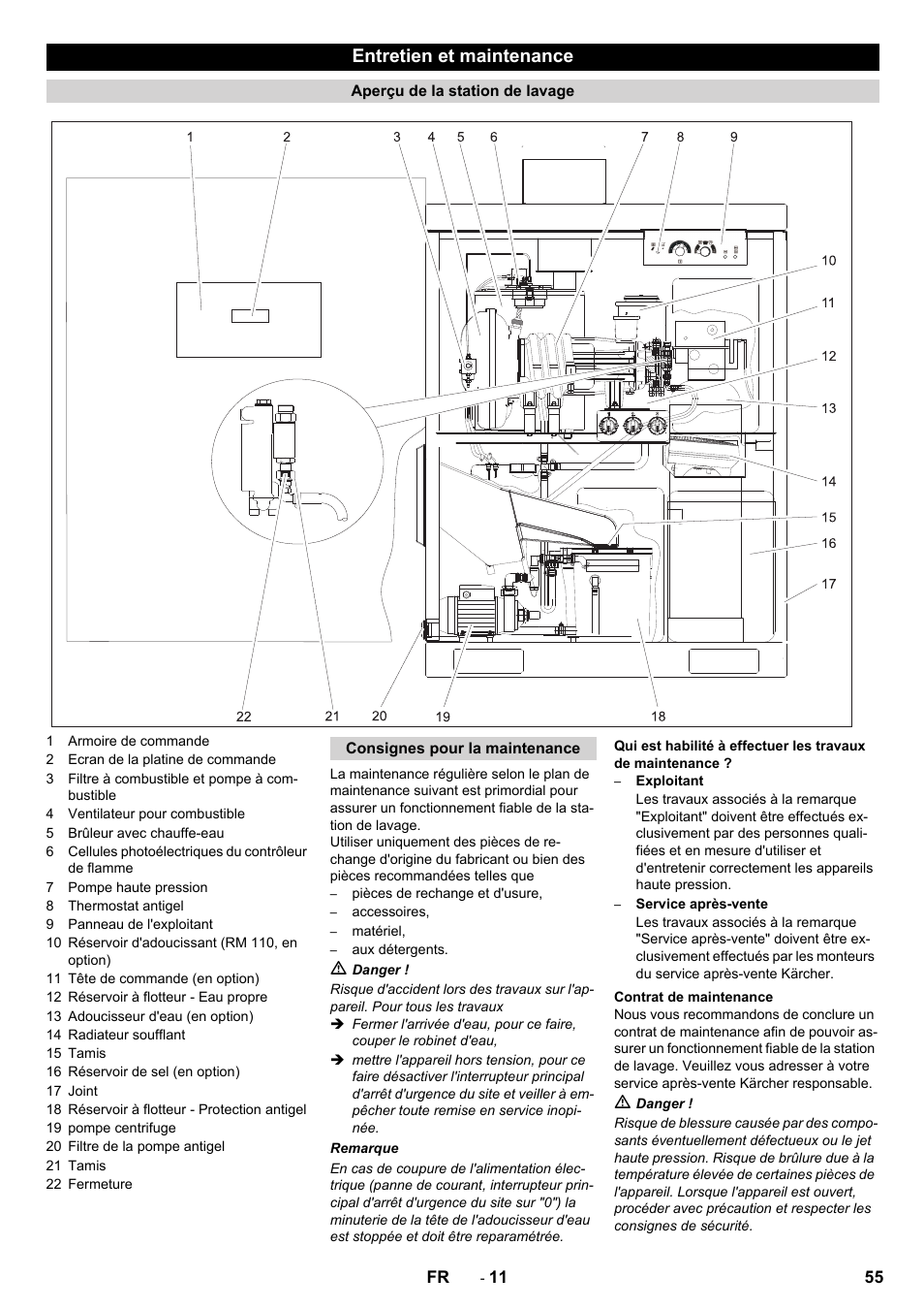 Entretien et maintenance | Karcher SB-WASH 50-10 User Manual | Page 55 / 542