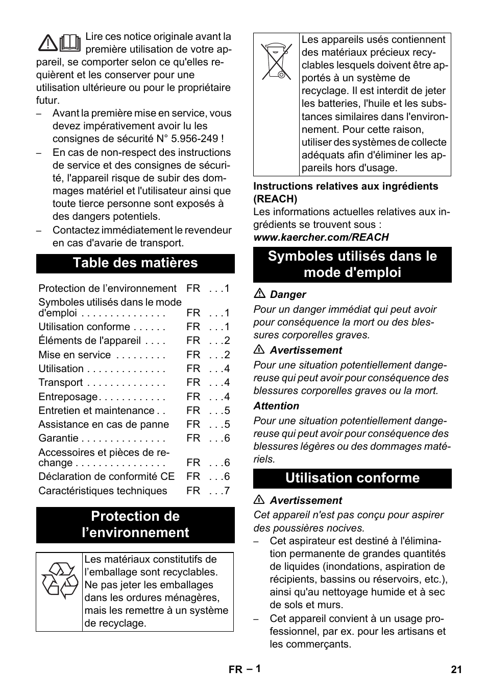 Karcher NT 611 Eco K User Manual | Page 21 / 204