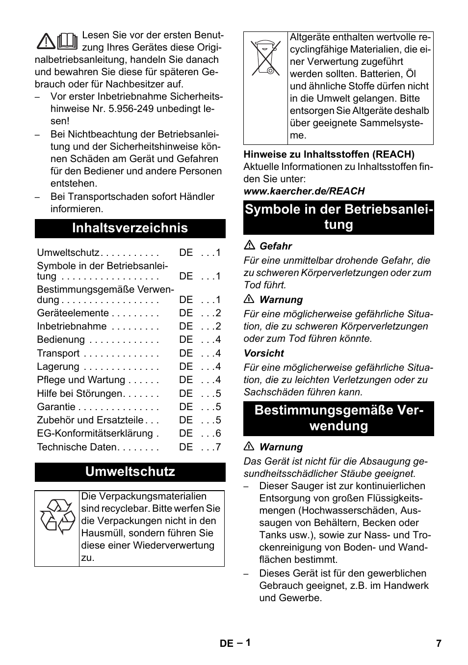 Karcher NT 611 Eco K User Manual | Page 7 / 204