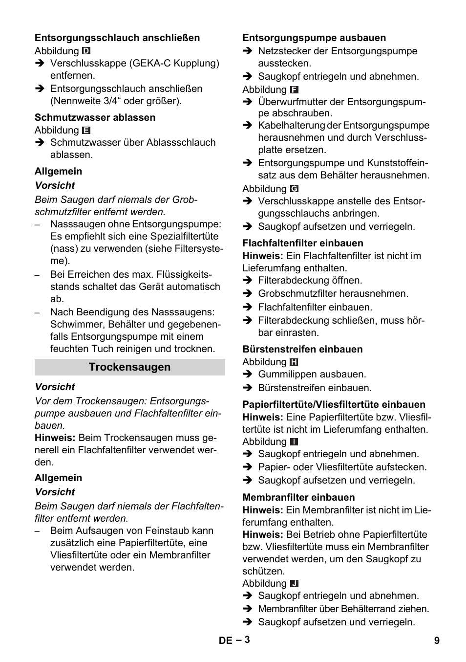 Karcher NT 611 Eco K User Manual | Page 9 / 204