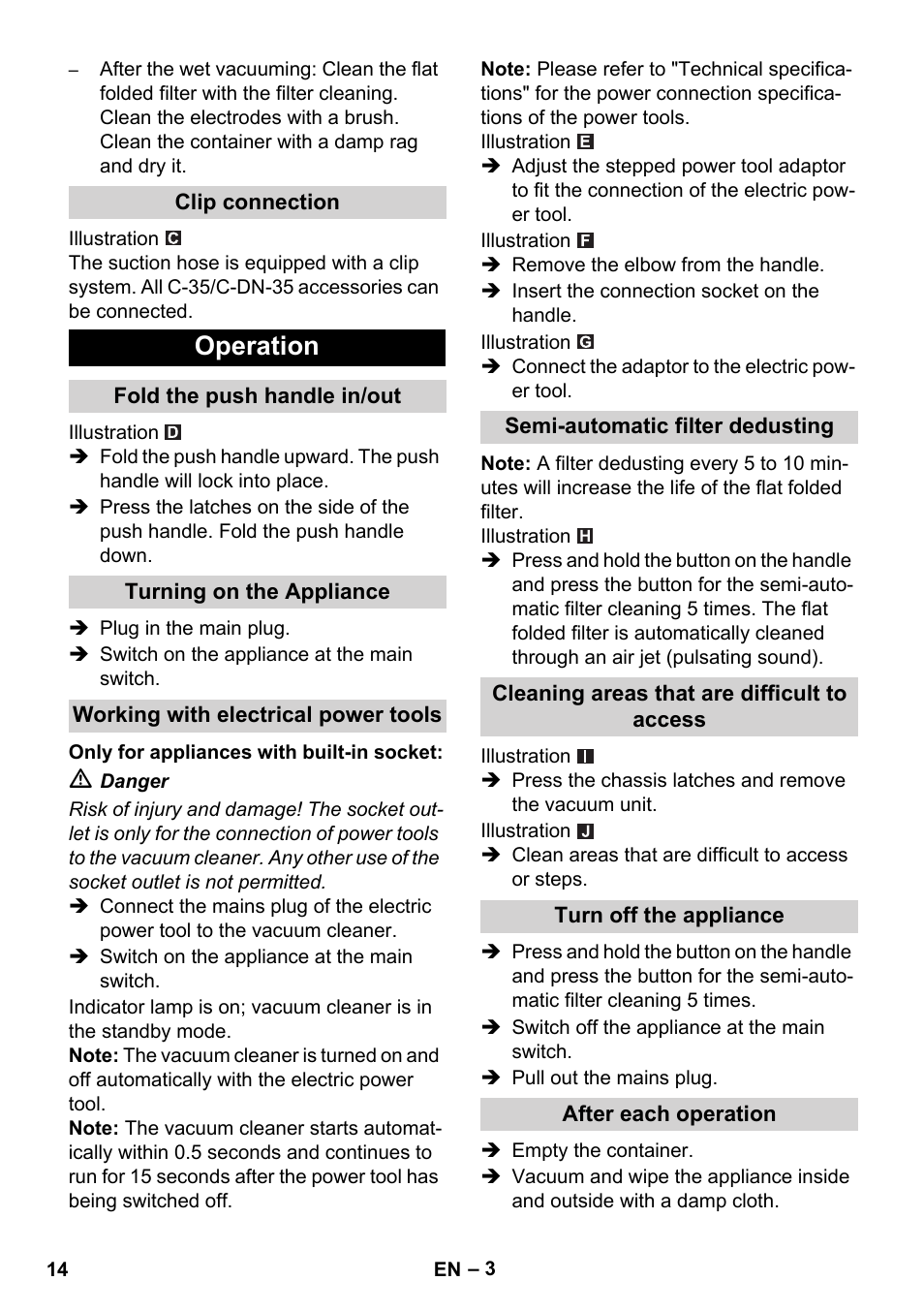 Operation | Karcher NT 14-1 Ap Te Adv User Manual | Page 14 / 200