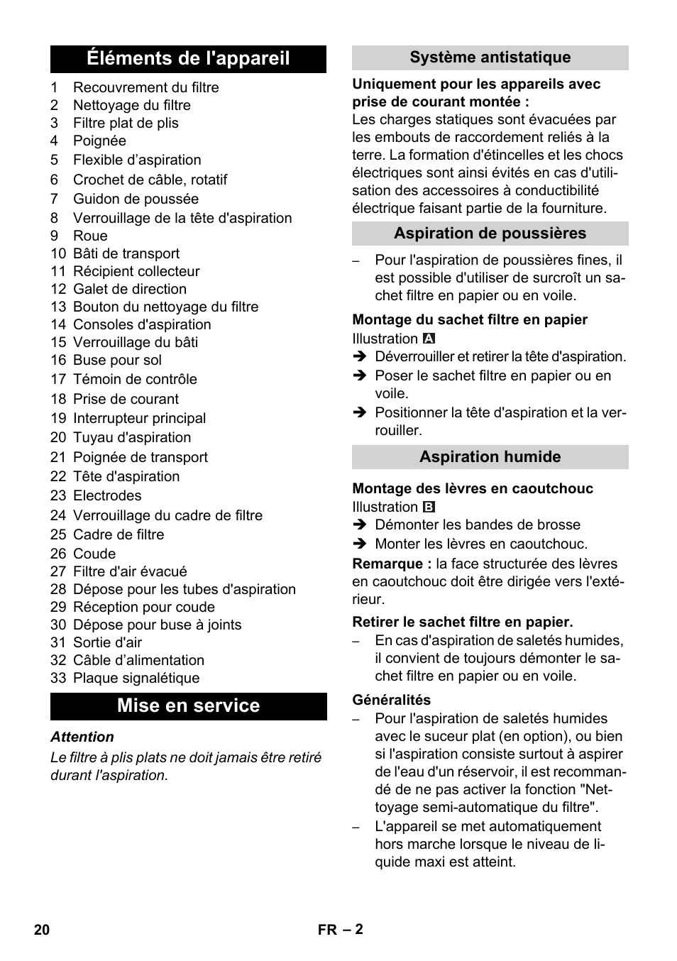 Éléments de l'appareil mise en service | Karcher NT 14-1 Ap Te Adv User Manual | Page 20 / 200