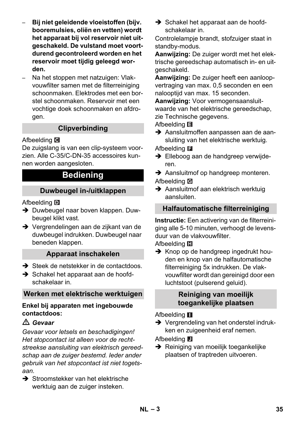 Bediening | Karcher NT 14-1 Ap Te Adv User Manual | Page 35 / 200