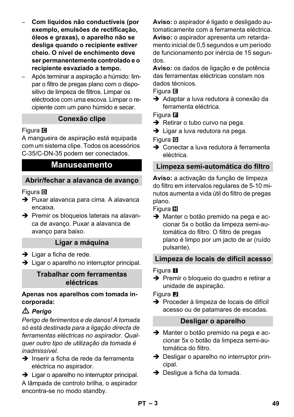 Manuseamento | Karcher NT 14-1 Ap Te Adv User Manual | Page 49 / 200